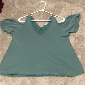 Green Top with cut outs “Sienna Sky”